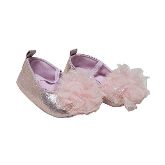 MYGGPP Pink Ballerina Puffy Bow Slip On Baby Shoes - Size 3 - Picture 1 of 6